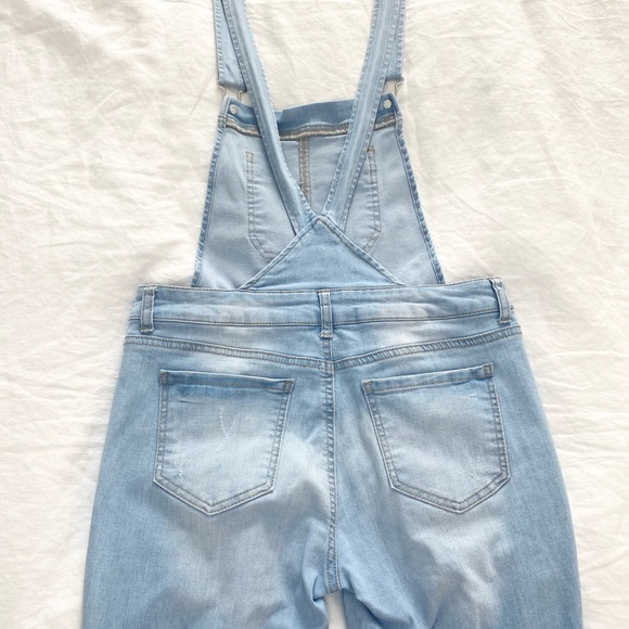 Wax Jeans Women's Juniors Ankle Length Skinny Leg Denim Overalls - Picture 6 of 15